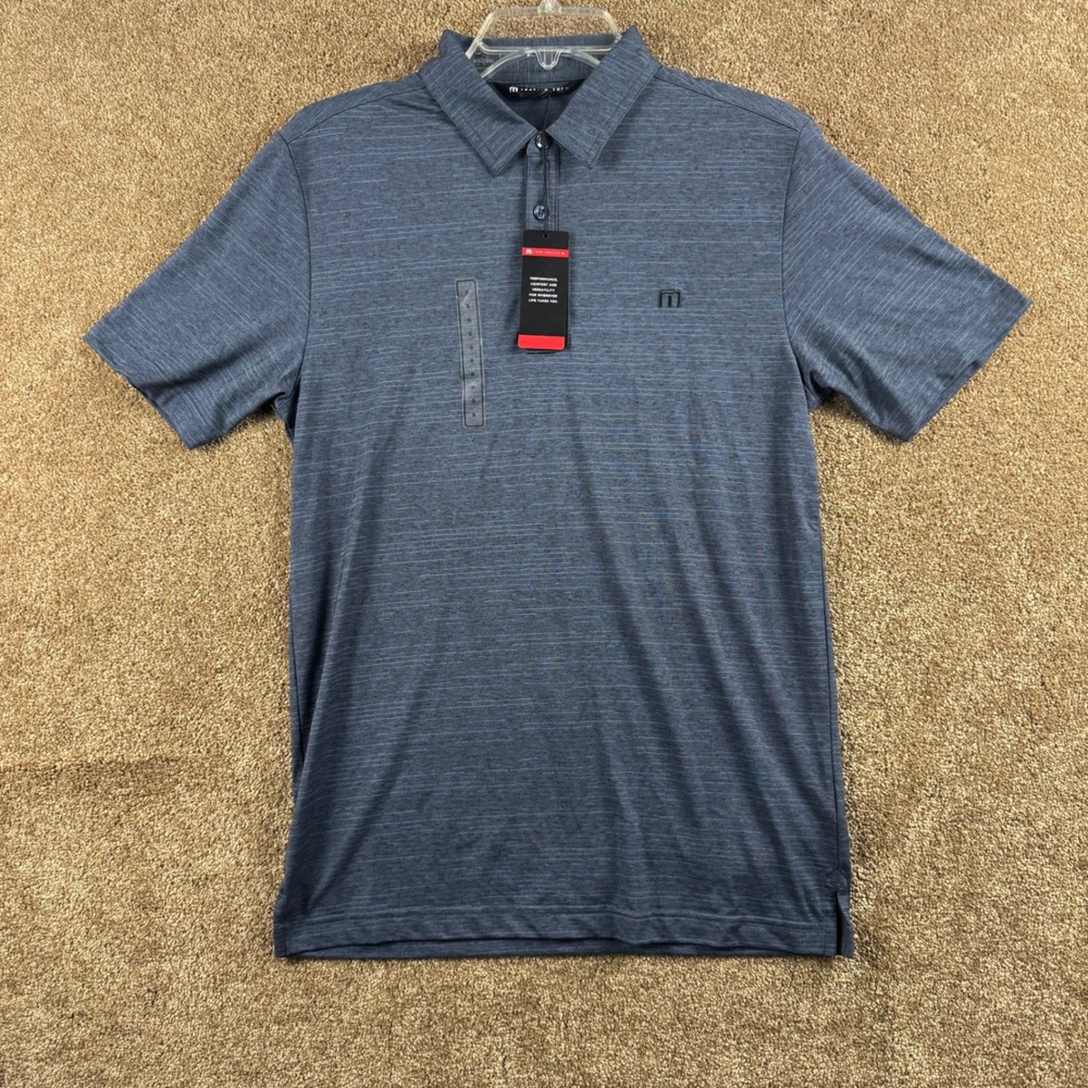 TravisMathew The Heater Polo Mens Small Blue Heathered Golf Shirt 1MW395 NWT
